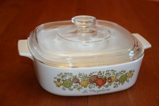 Vintage Corning Ware Spice Of Life A - 2 - B Casserole With A - 9 - C Lid 10.  25 " X8.  5 " X4 "