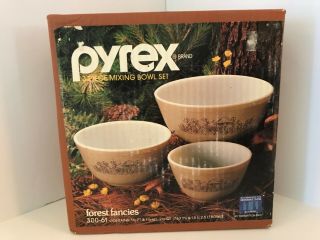 Pyrex Forest Fancies Mushrooms 300 - 61 Mixing Bowls Set Fsib Never Opened