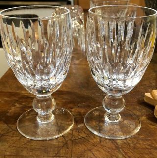 Waterford Pair (2) Lismore Small Crystal Brandy Glasses Glass Signed