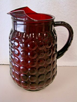 Anchor Hocking Ruby Red Bubble Glass Pitcher