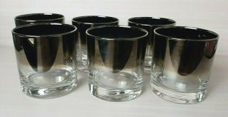 Vintage Mcm Silver Fade Dorothy Thorpe Low - Ball Rocks Glasses 3.  5 " Set Of 6