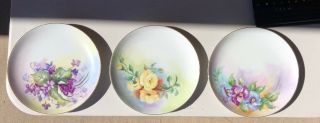 3 Vintage Susie 1970 8” Hand Painted Dessert / Decorative Plates