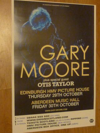 Gary Moore - Edinburgh/aberdeen Oct.  2009 Live Music Show Tour Concert Gig Poster