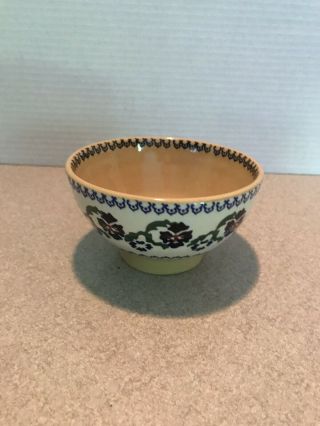 Nicholas Mosse Pottery Made In Ireland Blue Pansy Flowers Bowl 4.  8 " X 2.  5 " High