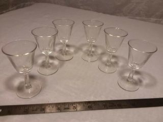 Vintage Mid Century Set Of 6 Small Cordial Sherry Liquor Shot Glasses