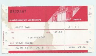 Tin Machine David Bowie Concert Ticket 28 October 1991