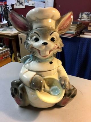 Vintage Mccoy Art Pottery Large Rabbit Chef Cookie Jar W 25 - Cond