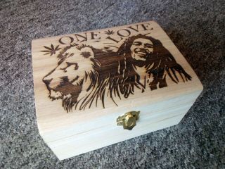 Bob Marley One Love Stash Cannabis Wooden Trinket Gift Box