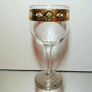1 (one) Vintage Culver Ltd Glass Valencia Filigree Design Wine Glass 22k Trim