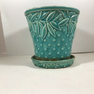 Vintage Nelson Mccoy Nm Turquoise Bamboo Planter