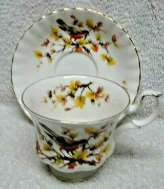 Royal Albert Woodland Series Robin Oak Leaves And Acorn Cup And Saucer