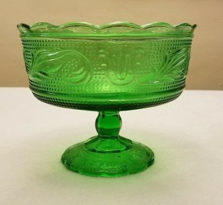 Vintage E.  O.  Brody Emerald Green Glass Pedestal Fruit Bowl Candy Dish 60 