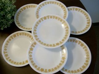 7 Vintage Corelle Butterfly Gold 6 3/4 " Bread Dessert Salad Plates Dishes