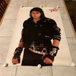1987 Cbs Inc.  C40600 Michael Jackson Bad Music Poster 24x36 Rare