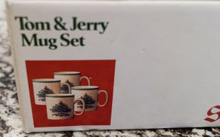 Vintage Spode England Christmas Tree Tom & Jerry Mug Set of 4 3