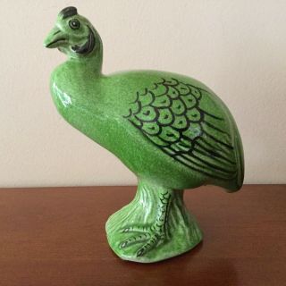 Vintage Italian Pottery Terra Cota Bird Figurine // 8 " X 7 " // 1970 