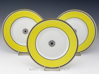 Limoges France Ceralene A.  Raynaud Directoire Yellow Bread & Butter Plates Set 3