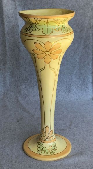 Vintage Royal Dux 13.  75 " Art Nouveau Vase W/ Floral Deoration & Gold Trim Ex