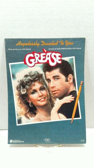 1978 Grease Hopelessly Devoted To You Sheet Music Olivia Newton - John T54