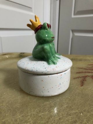 Handmade Frog Prince Crown Jewelry Dish Pottery Ceramic Trinket Holder Mother’s 2