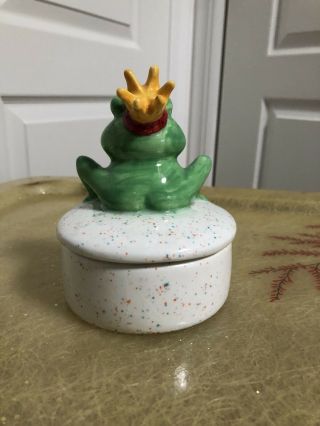 Handmade Frog Prince Crown Jewelry Dish Pottery Ceramic Trinket Holder Mother’s 3
