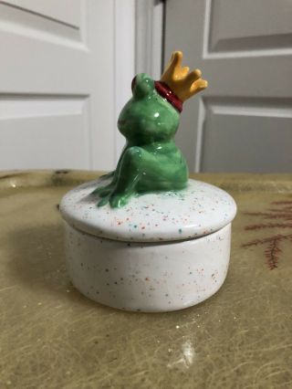 Handmade Frog Prince Crown Jewelry Dish Pottery Ceramic Trinket Holder Mother’s 4