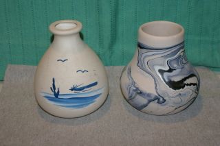 Nemadj Art Pottery Label Rare Vase 5 " H And Southwest Pottery Vase 5.  5 "