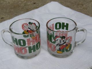 2 Vintage Anchor Hocking Mickey Mouse Christmas Hohoho Mugs