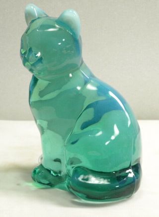 Fenton Art Glass Green Opalescent Sitting Cat