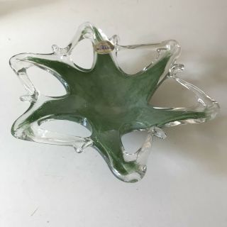 Vintage Murano Glass Bowl Dish Ashtray Starfish Design Green W21xh6cm