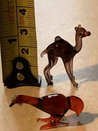 Very Unusual,  Vintage 1960s Murano Blown Glass Miniature Camel & Hen Chicken