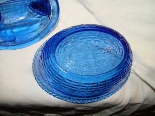 WESTMORELAND COBALT BLUE GLASS CHICKEN HEN ON NEST CANDY DISH 4