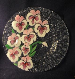 Sydenstricker Glass Plate Pansy Pink Flowers 8.  5 "
