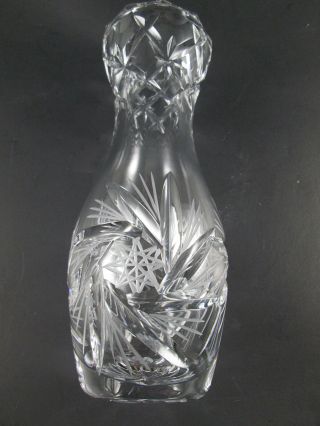 Bohemian Thick Heavy Cut Clear Crystal Vase With Pinwheel & Star Pattern