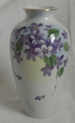 Vintage Hand Painted Violets Norcrest Vase