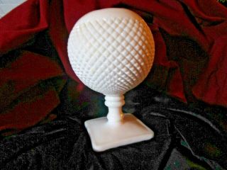 White Hobnail Milk Glass Unique Vase In 7 1/2 Inches Tall