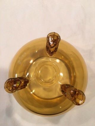 Vintage Viking Glass Amber Vase with Flowerlite Frog and Candleholder Lid 4