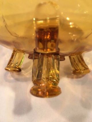 Vintage Viking Glass Amber Vase with Flowerlite Frog and Candleholder Lid 5