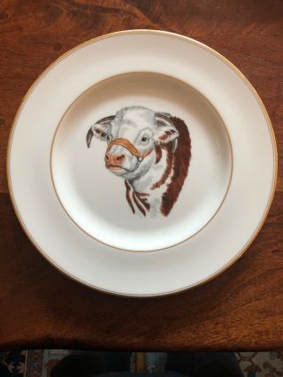 Vintage Abercrombie & Fitch Hereford Bull Plate 10 1/4 "