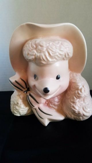 Hall Pottery Pink Poodle Head Vase 1955 Mid Century