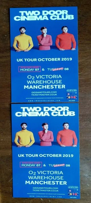 Two Door Cinema Club Manchester Concert X2 Flyer October 2019 Victoria.