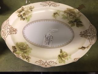 Vintage Rare Art Noveau Old Ivory Silesia Antique Oval Serving Tray Platter