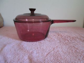 Vision Ware Cranberry 1.  5 Liter Saucepan Pot With Lid