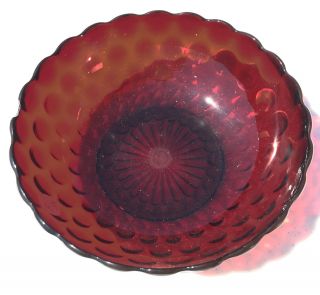 Vintage Anchor Hocking Ruby Red Bubble Glass Vegetable Bowl 8 "