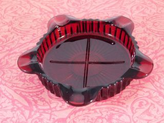 Vintage Ruby Red Glass Ash Tray 4 Inches