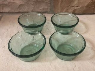 Set Of 4 Vintage Anchor Hocking Green Glass 6 Ounce 1034 Custard Cups