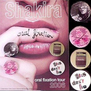 Shakira Oral Fixation Tour 2006 4 Button Pin Set