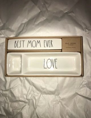 Rae Dunn Best Mom Ever Desk Plaque And Love Tray,  Gift Set Ll
