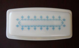 Pyrex Corning Ware Covered Butter Dish With Lid Blue Snowflake Garland