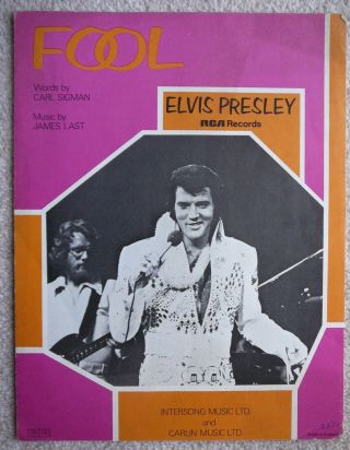 Elvis Presley 1973 Sheet Music For Fool.  Rca.